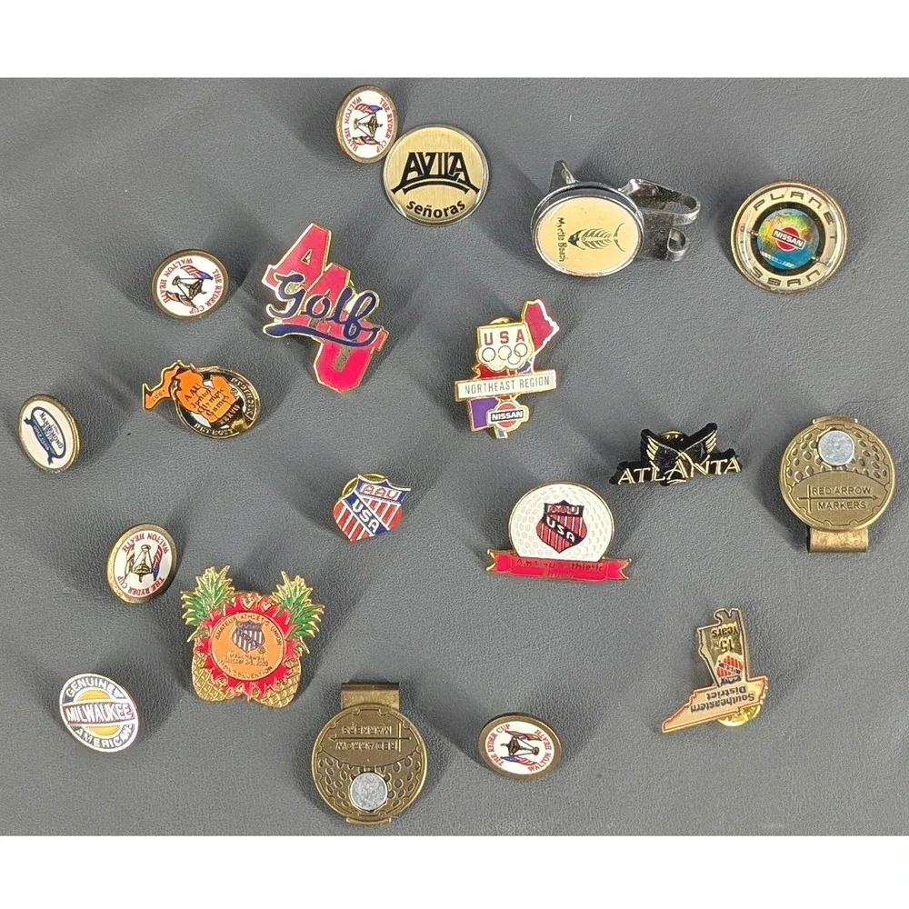 Vintage Sports Lapel Pin Hat Clip Lot Ryder Cup AAU Nissan Atlanta Golf 19pc